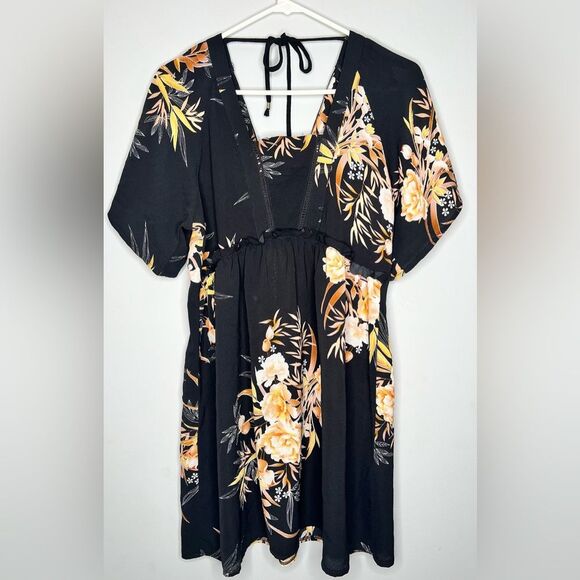 Molly Bracken Black Floral Mini Dress Size XS/S - Picture 1 of 7